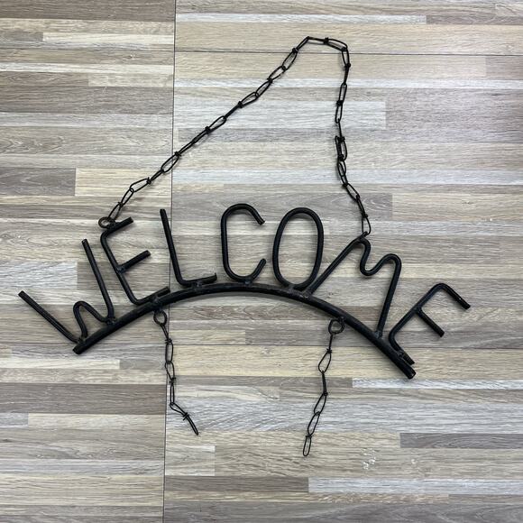 Vintage Welcome Sign Welded Metal Sign Handmade Sign Holder - JL455 - Picture 1 of 5